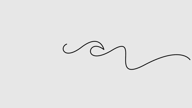 Sea or ocean wave continuous one line art drawing animation video. Full length one line 4K animation