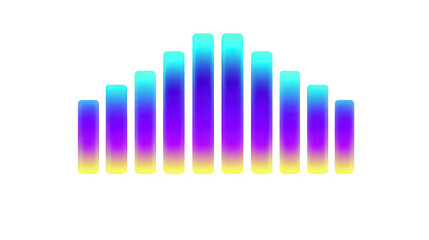 Colorful equalizer bars gradient digital audio spectrum glowing neon modern music visualization abstract technology isolated on transparency background vibrant energetic futuristic style