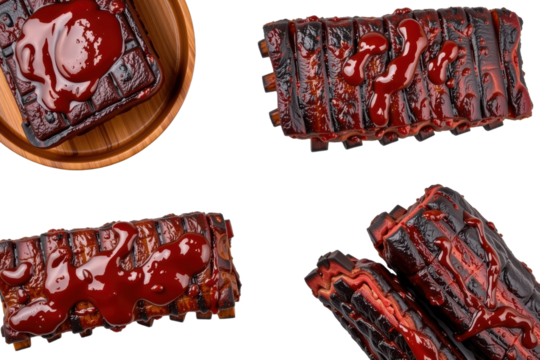 Grilling Juicy Barbecue Ribs Backyard Food Photography Outdoor Setting Overhead View Culinary Delight