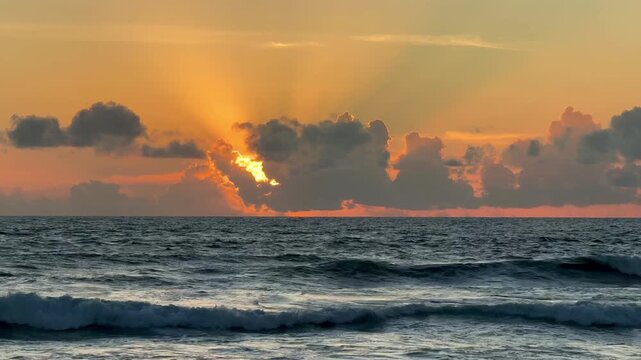 Beautiful sunset at the beach. Lhoknga beach in Aceh Besar, Indonesia