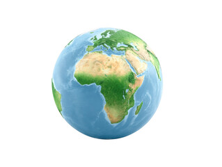 Fototapeta premium Earth globe Africa Europe Middle East ocean continent map geography blue green realistic planet world environment nature global sphere satellite land sea water natural international travel