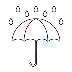 Line drawing of an umbrella protecting from rain drops