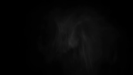 Abstract white smoke or vapor swirling and rising on a black background. Ethereal isolated overlay effect footage. - Powered by Adobe