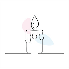 Melting Candle Line Art with Pastel Color Splashes