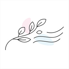 Minimalist branch with leaves and abstract shapes Keywords: branch, leaves, minimalist, abstract