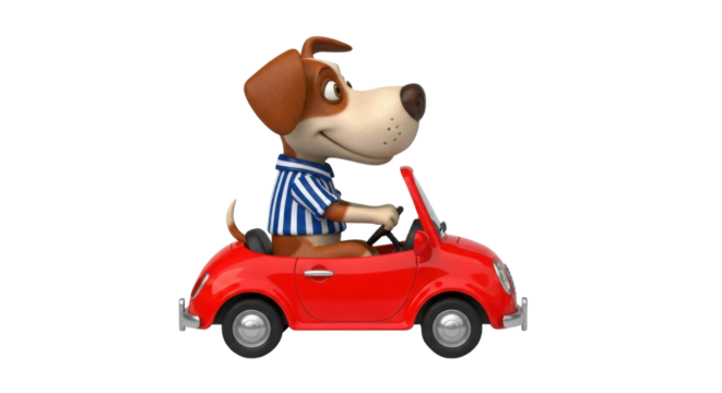 Dog in a car isolated PNG with Transparent Background