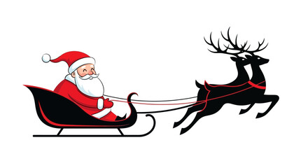 Santa Claus riding in a sleigh pulled by reindeer, spreading holiday cheer and festive joy during Christmas season, bringing gifts to children worldwide