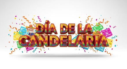 Dia de la Candelaria Festive Celebration with Vibrant Decorations and Confetti