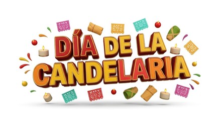 Dia de la Candelaria festive banner with colorful text and decorations.
