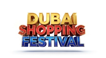 Dubai Shopping Festival 3D Text Logo Celebration - Exciting Retail Event