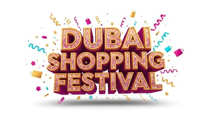 A vibrant and celebratory graphic for a major city-wide retail event, featuring sparkling gold 3D text and colorful confetti decorations on a white background