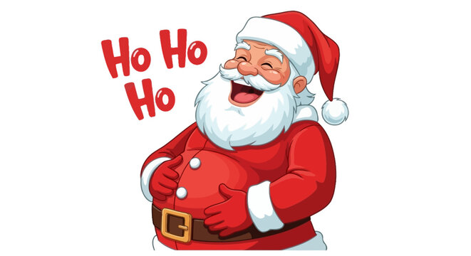 Jolly Santa Claus laughing heartily with a big smile, spreading Christmas cheer and holiday joy with a hearty "Ho Ho Ho!"