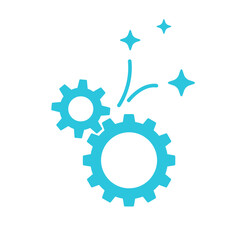 Idea, gears icon, Isolated on white background. Blue icon set.