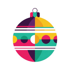Colorful geometric Christmas ornament with festive patterns  