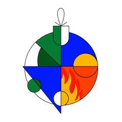 Colorful geometric Christmas ornament design with seasonal motifs  