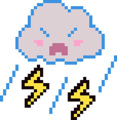 Obraz premium pixel illustration of thunder cloud