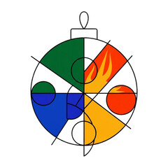 Colorful abstract Christmas ornament design with geometric shapes  