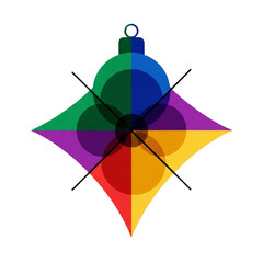 Colorful geometric Christmas ornament in flat design style  