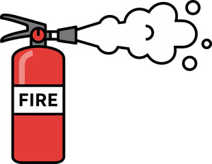 A simple vector illustration of a fire extinguisher being discharged, symbolizing emergency preparedness and fire safety protocol