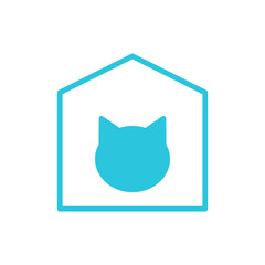 Cat house Icon. Isolated on white background. Blue icon