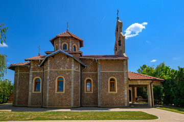 Naklejka premium Petrovaradin, Serbia - June 14, 2025: Orthodox Church of St. Varnave Hvostanskog in Petrovaradin, Serbia.