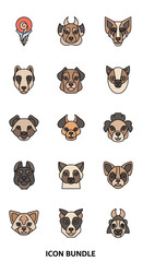 Collection of Adorable Animal Head Icons for Design Projects.