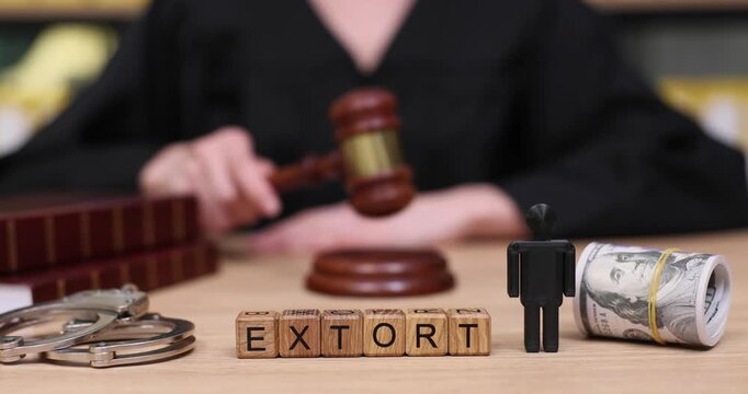 Courtroom drama unfolds as justice is served with a gavel and the weight of extortion