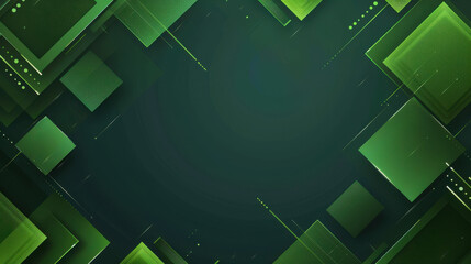 Dynamic geometric abstract background with vibrant green squares and lines creating a modern, sleek, and sophisticated visual flow