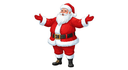 Jolly Santa Claus with open arms ready to spread holiday cheer and Christmas magic to all good girls and boys this season of giving and love