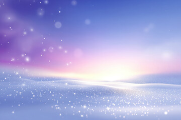 Naklejka premium Winter wonderland glowing sunset with sparkling snow