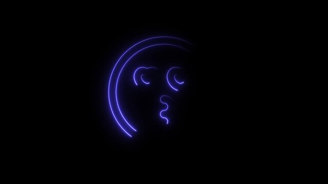 Neon-style graphic of what appears to be a sad or unamused face emoji. It is likely a stock animation or video clip used for design purposes. 