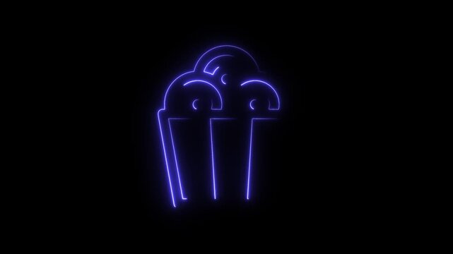 A neon outline of a popcorn box. 