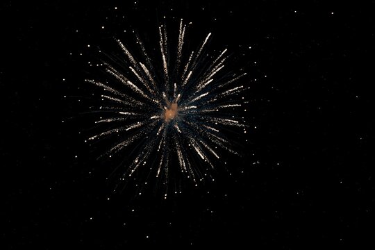 Fireworks exploding bursts light up dark night sky