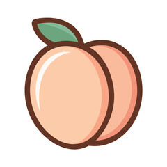 Peach Fruit Vector Illustration Icon Isolated on White Background