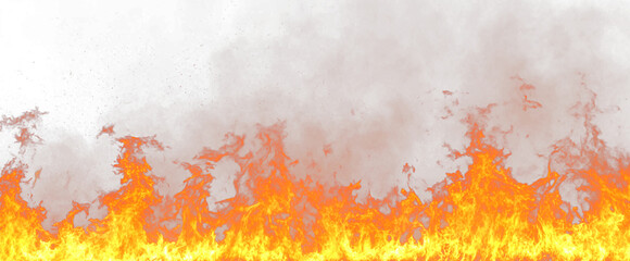 Fiery Inferno Blaze with Glowing Orange Flames on Transparent Fire Background