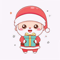 Cute Santa Claus with gifts vector illustration