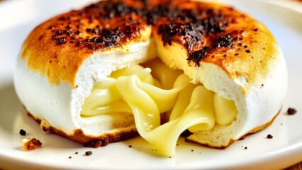 Close up of the delicious food in the bursting dumpling