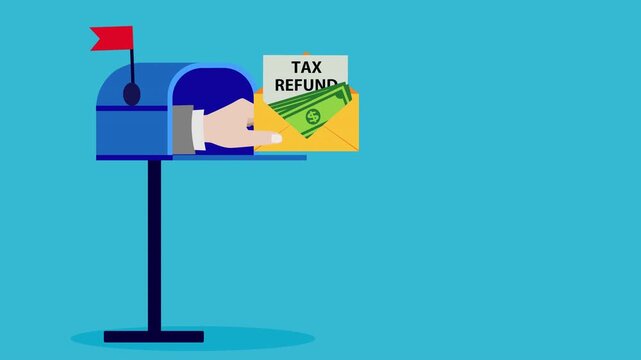 Tax refund illustration in mail box,the letter came in the mailbox 