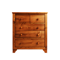 A Wooden Chest Of Drawers With Six Drawers And Round Wooden Knobs Isolated On A Transparent Background