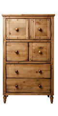 Rustic wooden dresser with six drawers and two doors vintage furniture detail