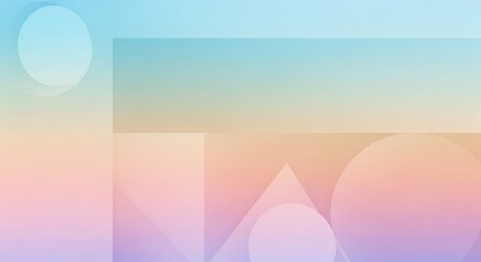 Soft pastel gradient background with translucent geometric shapes