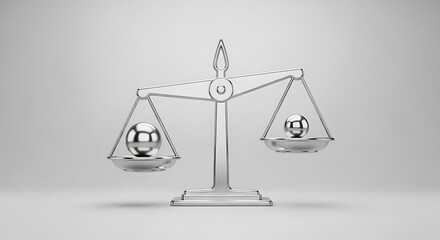 Unequal balance scale with different sized silver spheres concept