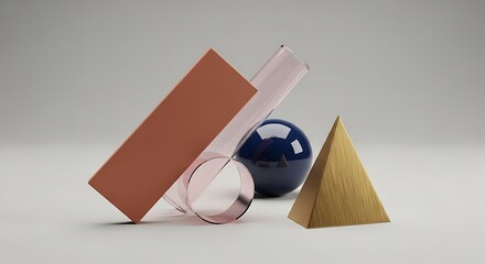 Abstract geometric still life of varied shapes and textures