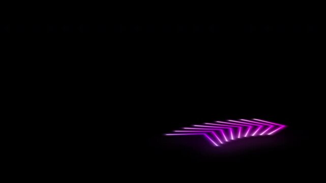 Transparent background neon arrows in multiple colors, glowing along path, appear and vanish, seamless loop, animated directional indicators, cinematic video overlay for compositing.