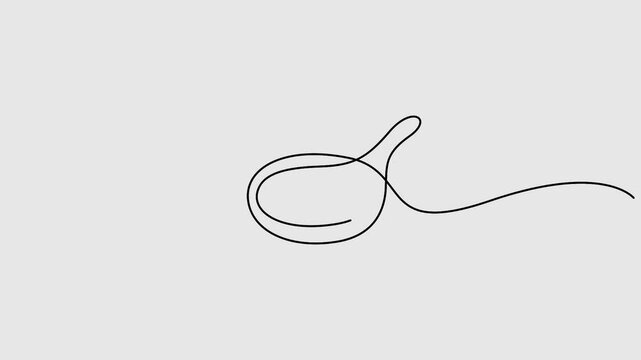 Frying pan continuous one line drawing animation. Kitchen tools. Full length single line 4K video clip