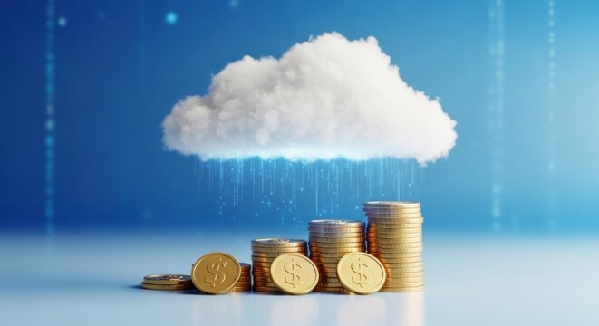 A white cloud with a blue sky background, representing the concept of cloud computing.