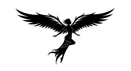 Winged woman silhouette art