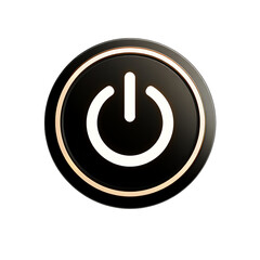 Illuminated Power Button Icon With Metallic Gold Accent Ring On A Transparent Background