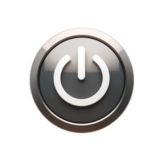 A glossy realistic 3D rendered power button icon with a white power symbol