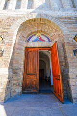 Fototapeta premium Gate of Alexander Cathedral in Narva, Estonia – Historicist-style orthodox architecture combining neo-Romanesque and neoclassical elements in the Baltic States